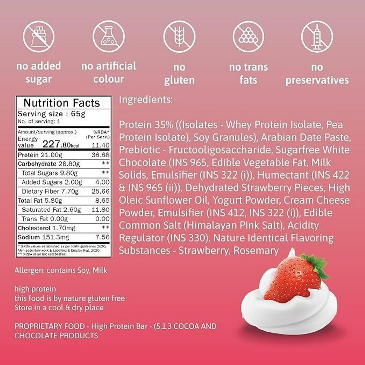 Phab Protein Bars With Protein Strawberries & Greek Yogurt | Grocsy