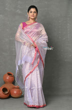 Very Much Indian Handloom Pure Cotton Silk Saree With Trendy Stripes - Pretty Lavender | Grocsy