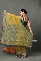 Very Much Indian Pure Kota Cotton Handblock Printed - Olive Yellow | Grocsy