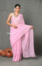 Very Much Indian Tyohaar - Mul Cotton Zari Design Handloom Woven Saree - Lily Pink | Grocsy