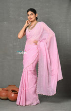 Very Much Indian Tyohaar - Mul Cotton Zari Design Handloom Woven Saree - Lily Pink | Grocsy