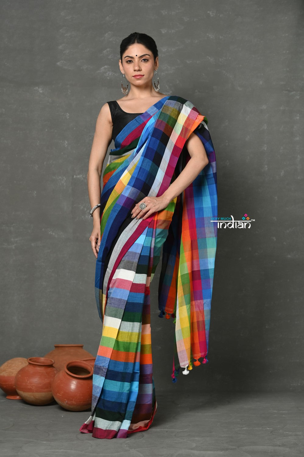 Very Much Indian Tyohaar - Exclusive! Pure Cotton Handloom Saree - Dream Rainbow Saree | Grocsy