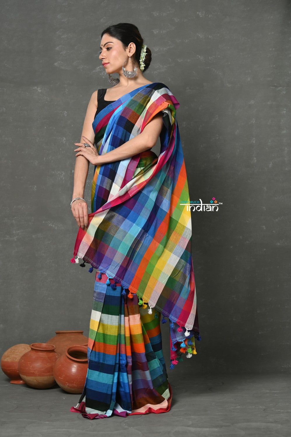 Very Much Indian Tyohaar - Exclusive! Pure Cotton Handloom Saree - Dream Rainbow Saree | Grocsy
