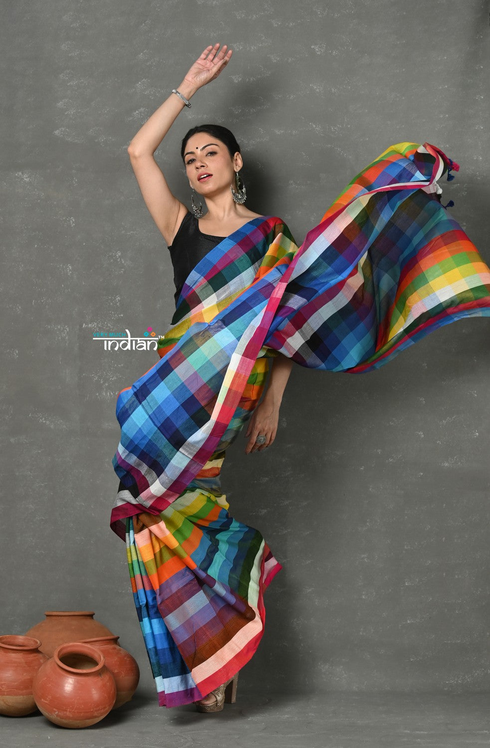 Very Much Indian Tyohaar - Exclusive! Pure Cotton Handloom Saree - Dream Rainbow Saree | Grocsy