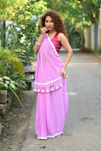 Very Much Indian Taapsee - Designer! Pure Mul Cotton Saree with Sleek Border - Blush Pink | Grocsy