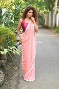 Very Much Indian Taapsee - Designer! Pure Mul Cotton Saree with Sleek Border - Heavy Peach | Grocsy