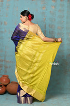 Very Much Indian Prerna - Handloom Pure Chanderi Cotton Silk Saree With Golden Border - Royal Blue | Grocsy