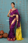 Very Much Indian Prerna - Handloom Pure Chanderi Cotton Silk Saree With Golden Border - Soft Plum | Grocsy