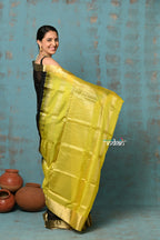 Very Much Indian Prerna - Handloom Pure Chanderi Cotton Silk Saree With Golden Border - Black | Grocsy