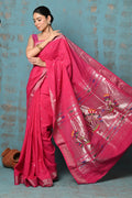 Very Much Indian Tyohaar - Handloom Pure Cotton Paithani With Lotus Pallu - Blush Pink | Grocsy