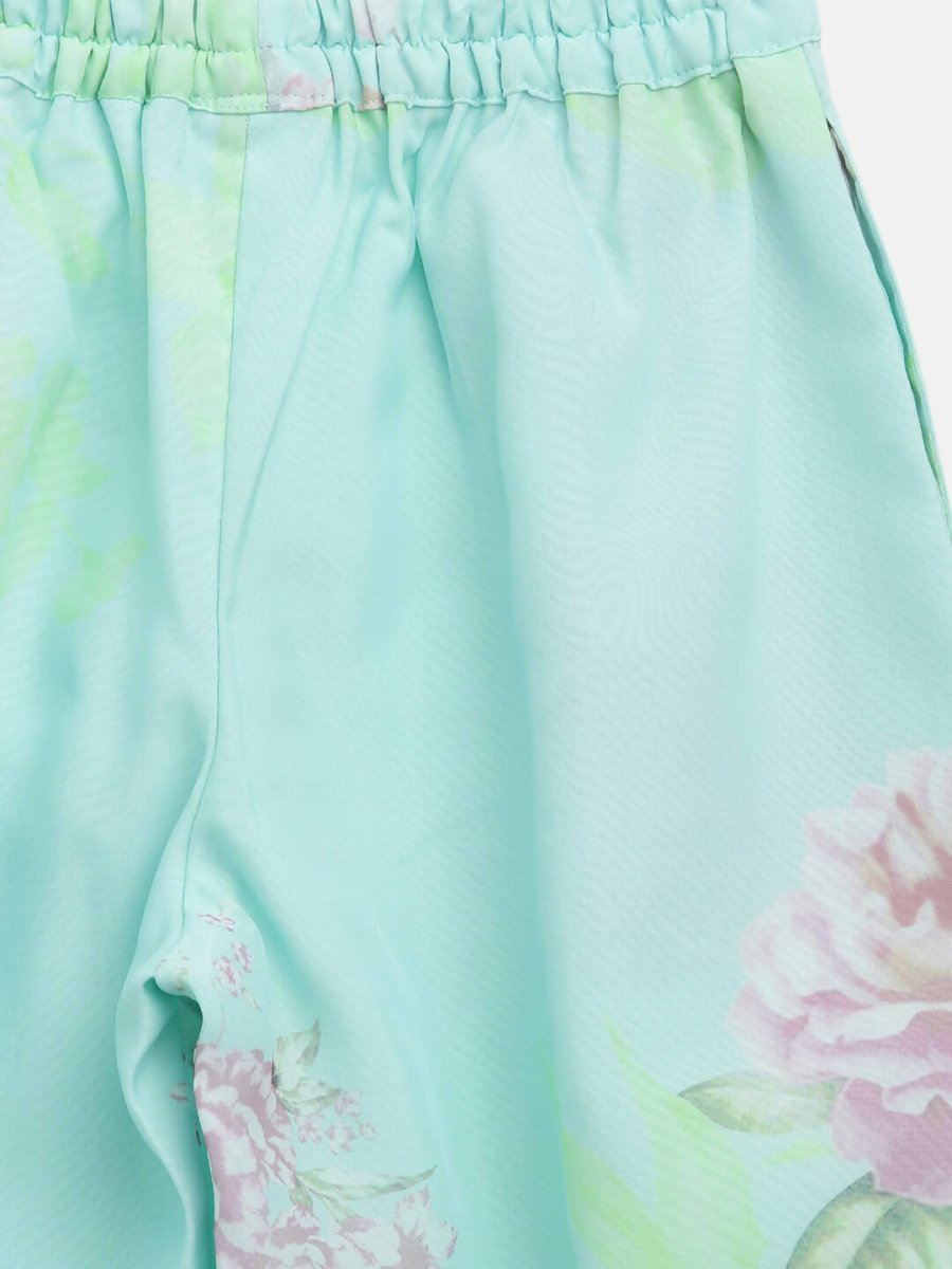 Ahalyaa Aqua Blue Crepe Printed Kids Kurta Palazzo Sets For Girls | Grocsy