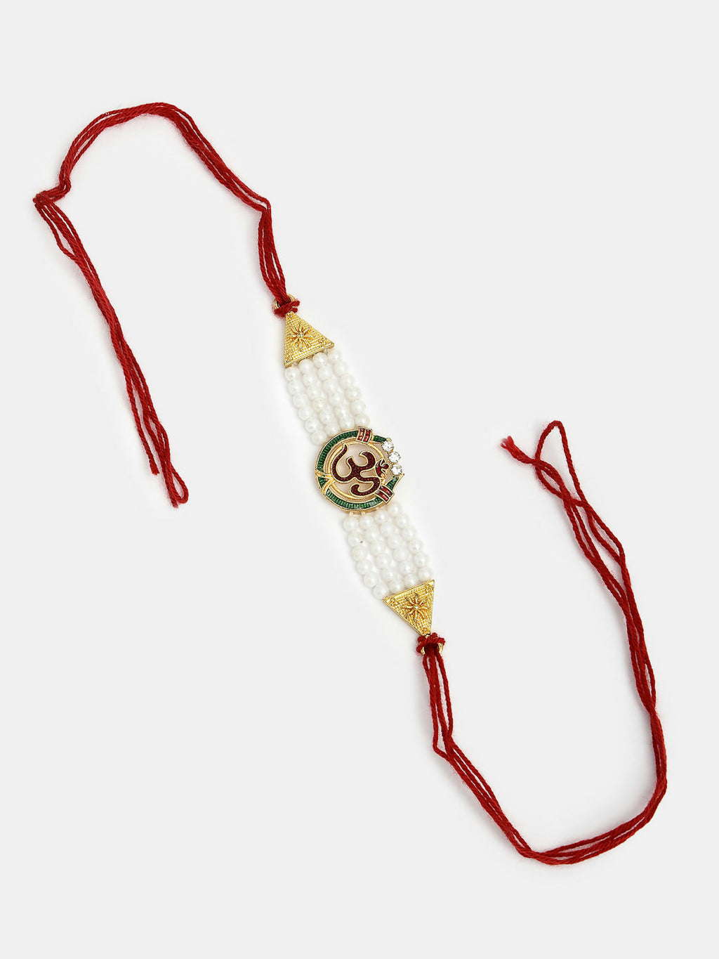 NVR Women & Men Set of 2 White Pearl Bhaiya Bhabhi Rakhi With Roli Chawal | Grocsy