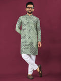 Anaita Green Chikankari Work Viscose Rayon Straight Kurta | Grocsy