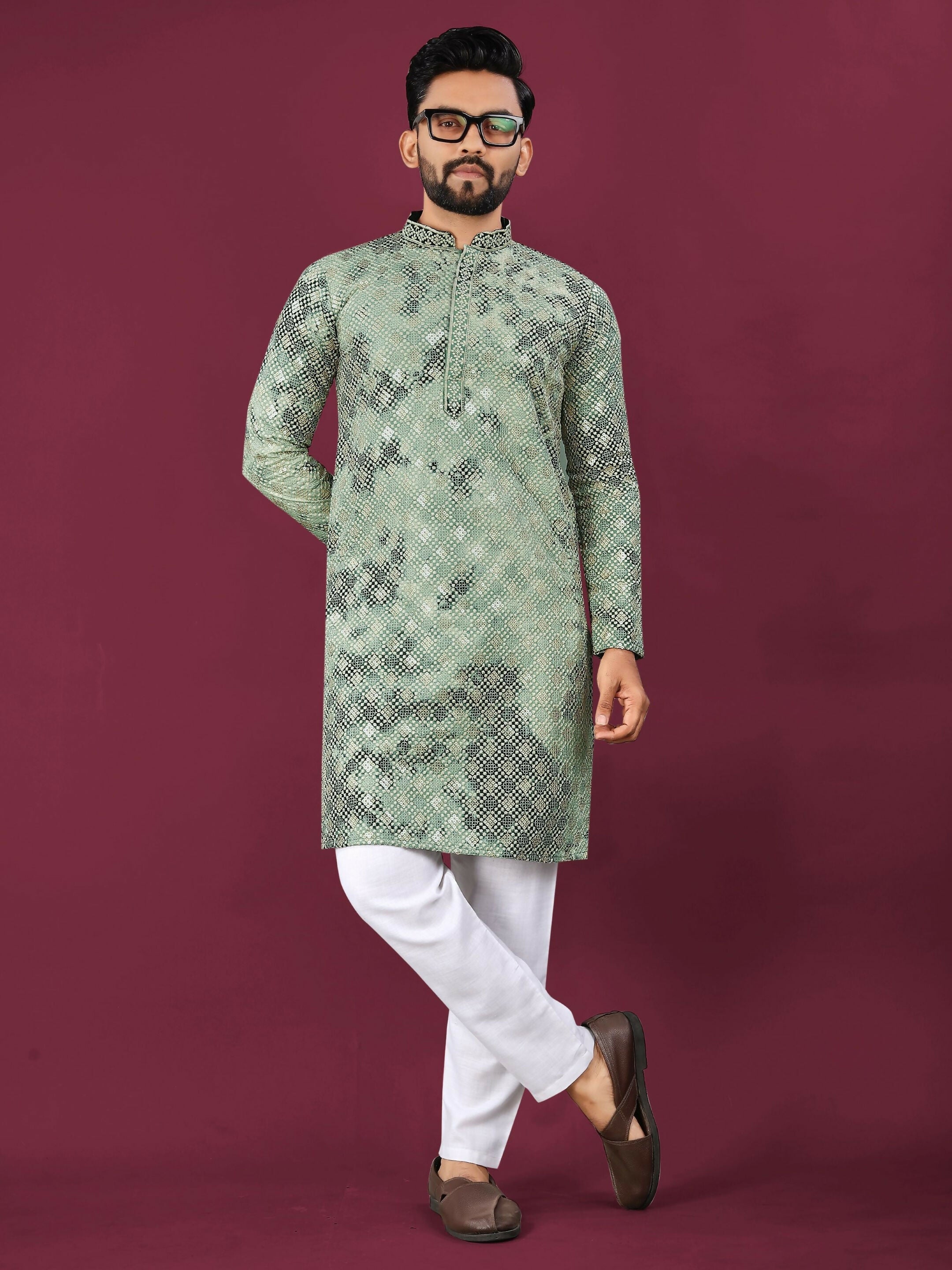 Anaita Green Chikankari Work Viscose Rayon Straight Kurta | Grocsy
