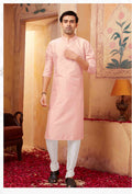 Joban Fashion Pink Art Silk Kurta Pyjama | Grocsy