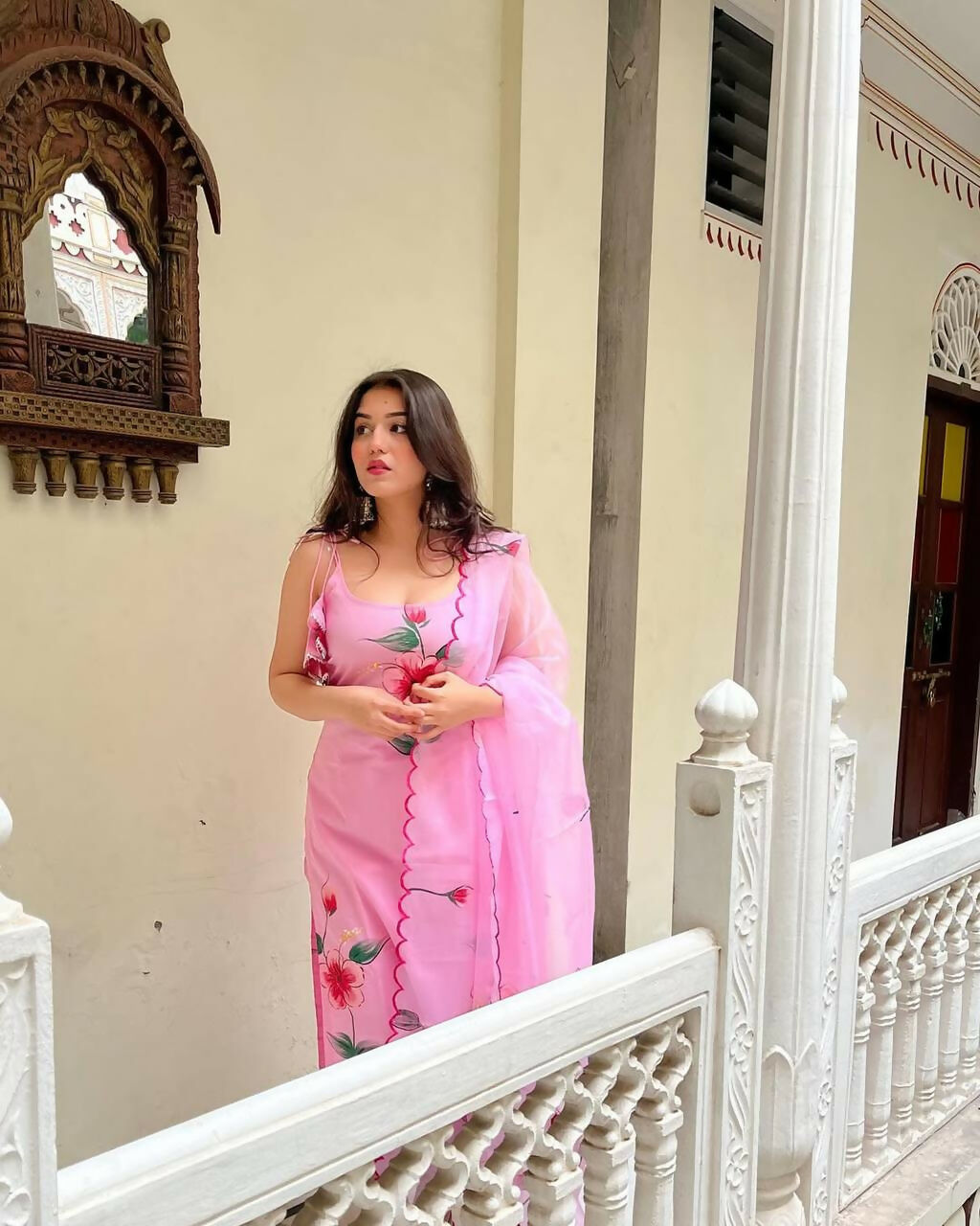The52 Pink Women's Gorgeous Printed Viscose Fabric Straight Kurta Pant with Dupatta Set | Grocsy
