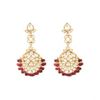 Nuyug 22K Gold Plated Serenoor Ruby Kundan Chandbali Earrings | Grocsy