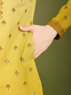 Vastranavya Ombre Yellow Premium Viscose Silk Thread & Sequence Embroidery work Kurta | Grocsy