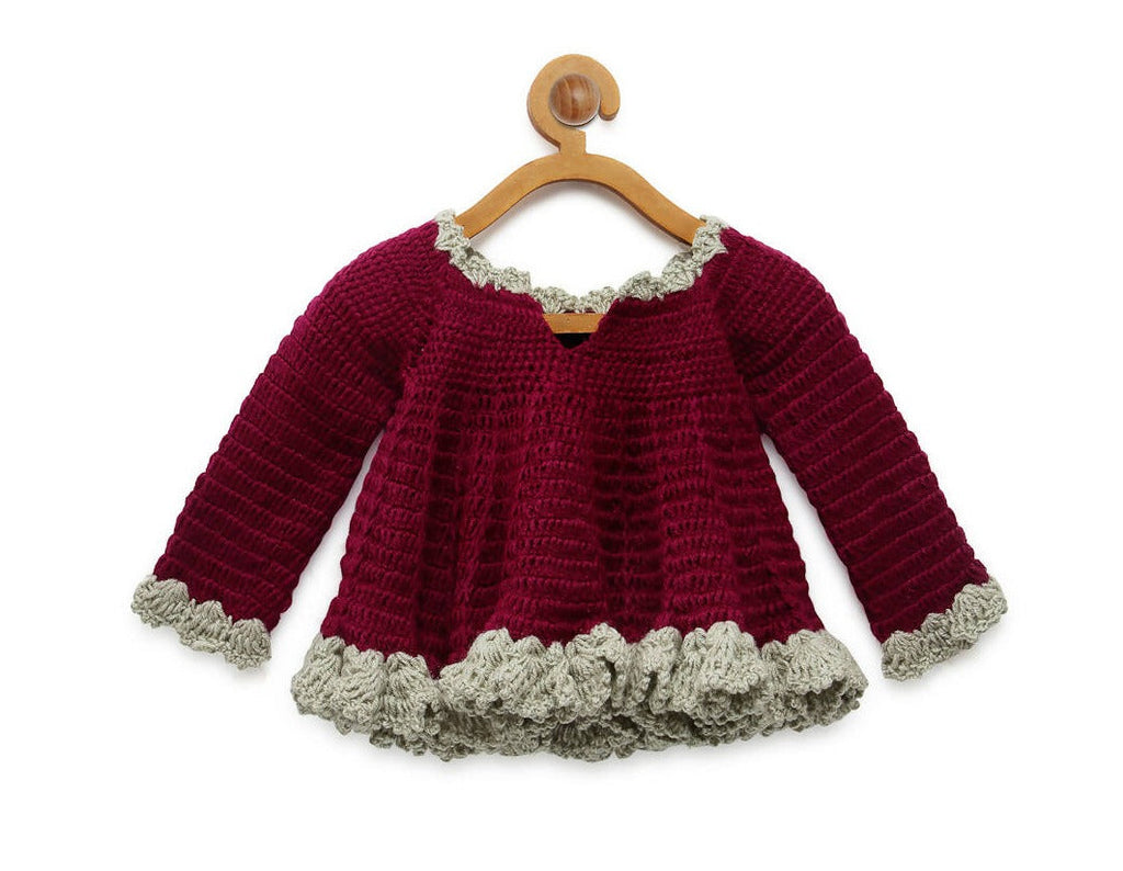 Chutput Kids Purple- Coloured Solid Pullover Sweater | Grocsy