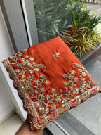 Teeya Creation New Trendy Party Wear Soft Silk Saree-Orange | Grocsy
