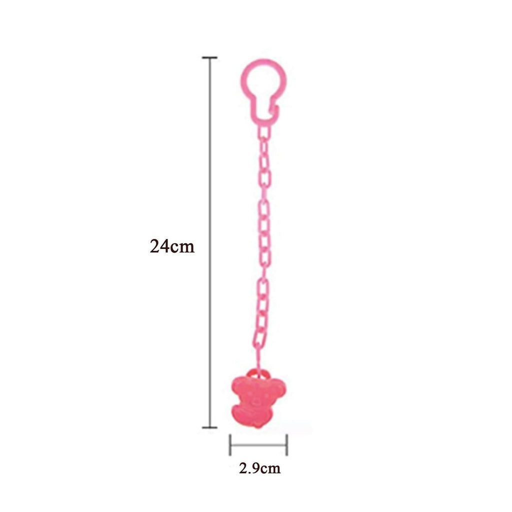 Safe-O-Kid Animal Design Silicone Pacifier/Soother With Holder Chain And Clip, Pink | Grocsy