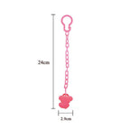 Safe-O-Kid Animal Design Silicone Pacifier/Soother With Holder Chain And Clip, Pink | Grocsy