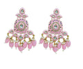 Gold-Toned Pink Kundan Contemporary Drop Earrings for Women & Girls By House of Ree - House of Ree