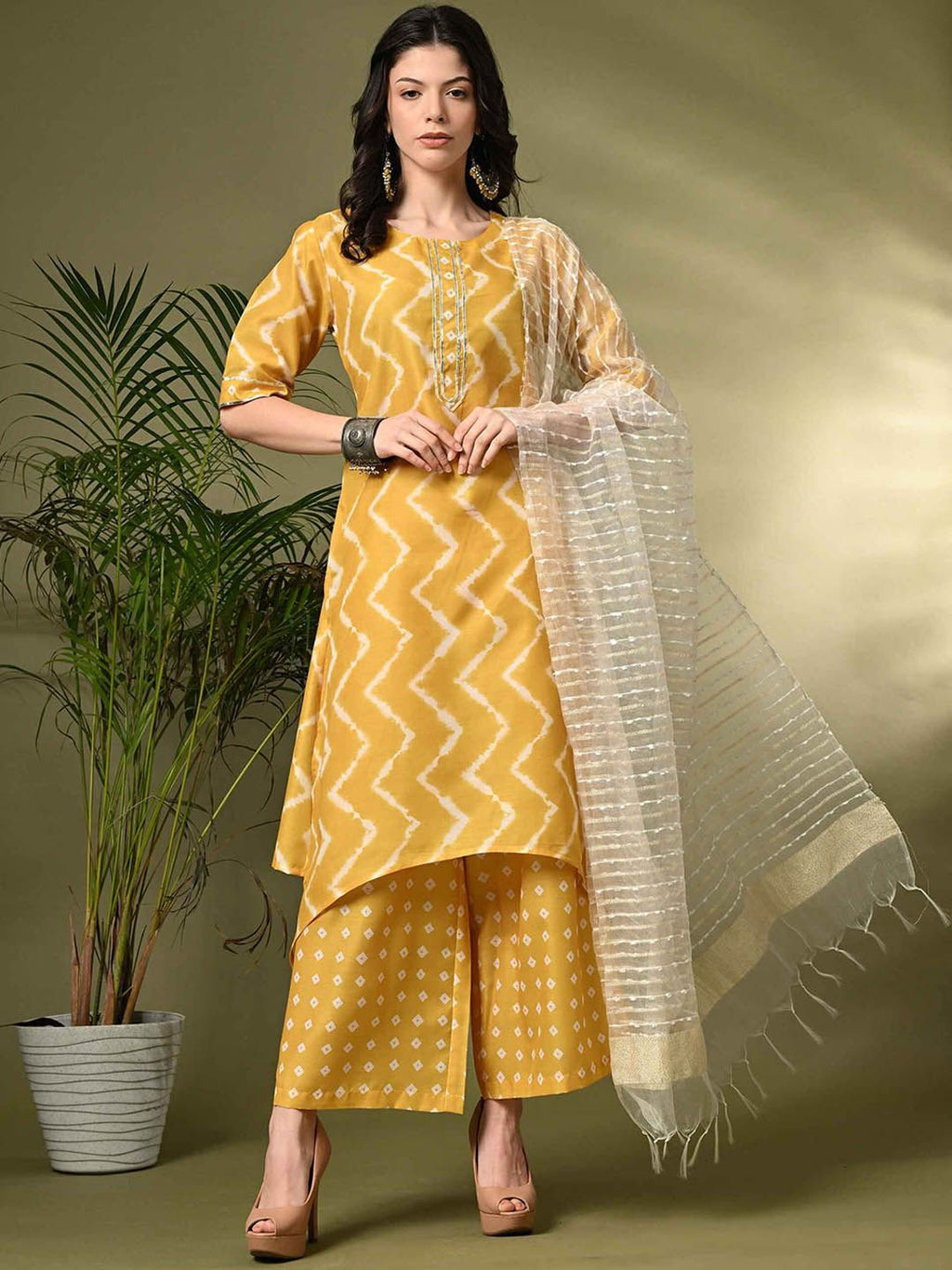 Sangria Embroidered Kurta Set With Dupatta | Grocsy
