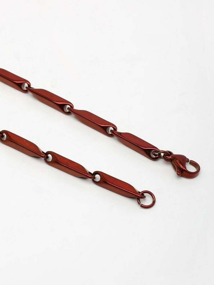 NVR Men's Handcrafted Maroon Rhodium Plated Chain | Grocsy