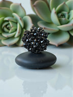 Inhanns Rang-E-Roshan Adjustable Ring – Handmade Crystal Statement Ring - Black | Grocsy
