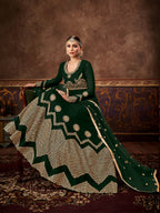Myra Deep Green Real Georgette Embroidered Anarkali Suit | Grocsy
