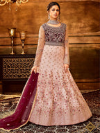 Myra Pink and Magenta Pure Georgette Embroidered Party Wear Suit | Grocsy