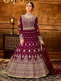 Myra Maroon Pure Georgette Embroidered Party Wear Suit | Grocsy