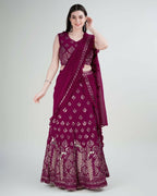 Pink Georgette Sequence Embroidered Lehenga Choli with Dupatta - Tanya | Grocsy