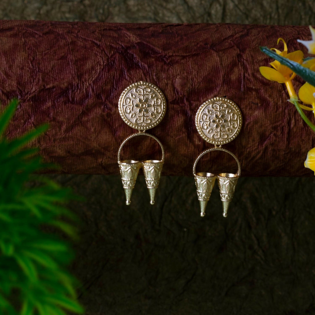 Joban Fashion Women Matte Gold Brass Earrings | Grocsy