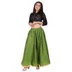 Asmaani Green Color Golden Zari Work Maxi Skirt | Grocsy