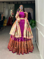 Vastranavya Traditional Jacquard Silk Paithani Lehenga Choli - Purple | Grocsy