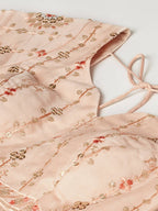 House of Panchhi Women Peach Pure Georgette Embroidered Lehenga & Blouse, Dupatta | Grocsy
