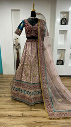 Jyoti Fashion Women's Cream Mulberry Silk Sequins with Dori & Thread Embroidered Designer Lehenga Choli Set | Grocsy