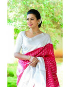 DEIANA'S Beautiful Designer Golden zari Soft Lichi Silk Saree - Red | Grocsy