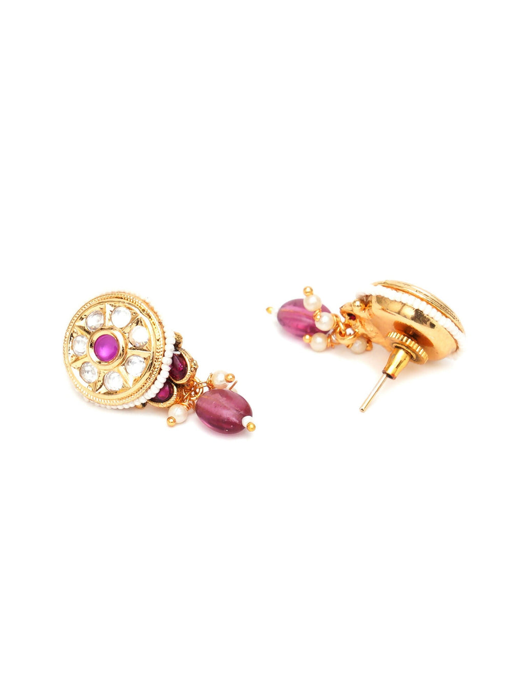 Kundan Studs with Stones (Gold) - Ruby Raang | Grocsy
