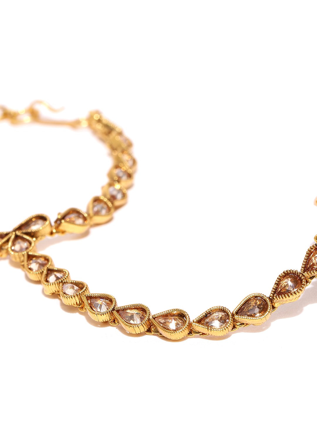 Priyaasi Women Gold-Polished Stones Studded Hathphool - Swadesiicart