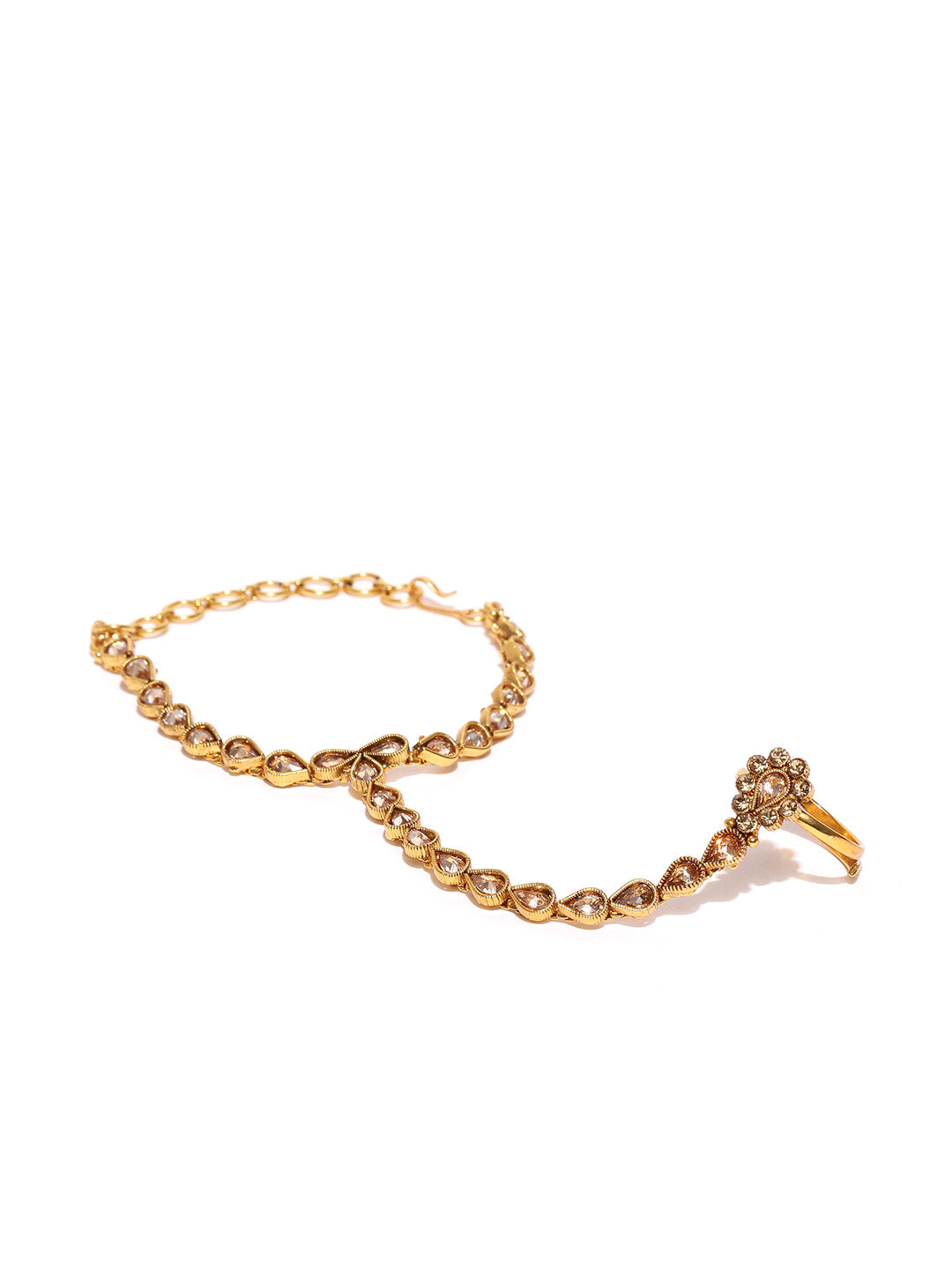 Priyaasi Women Gold-Polished Stones Studded Hathphool - Swadesiicart