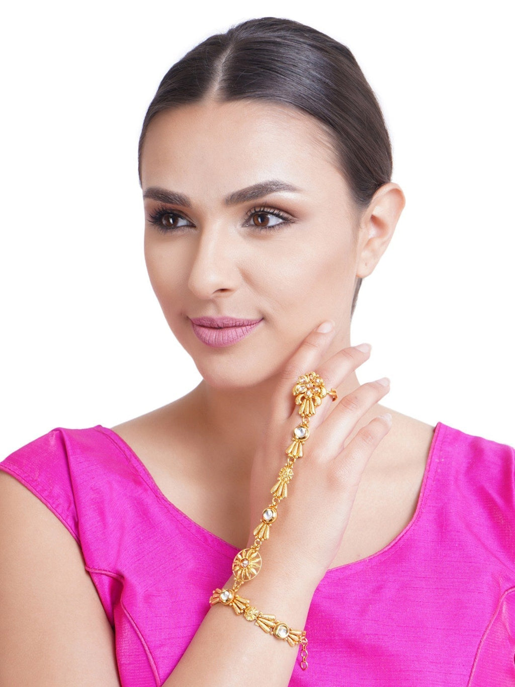 Priyaasi Designer Gold-Polished Hathphul For Women And Girls - Swadesiicart