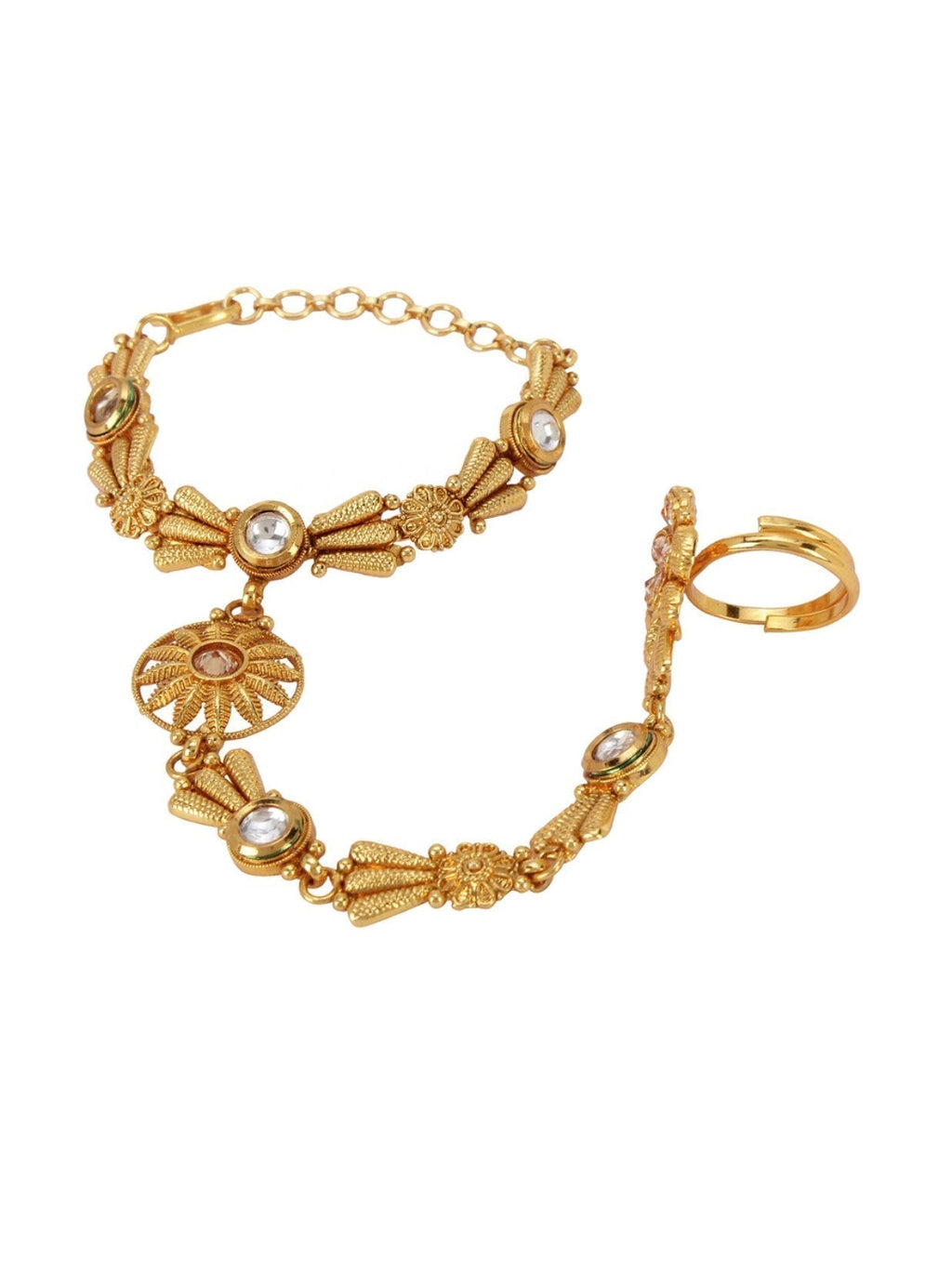 Priyaasi Designer Gold-Polished Hathphul For Women And Girls - Swadesiicart