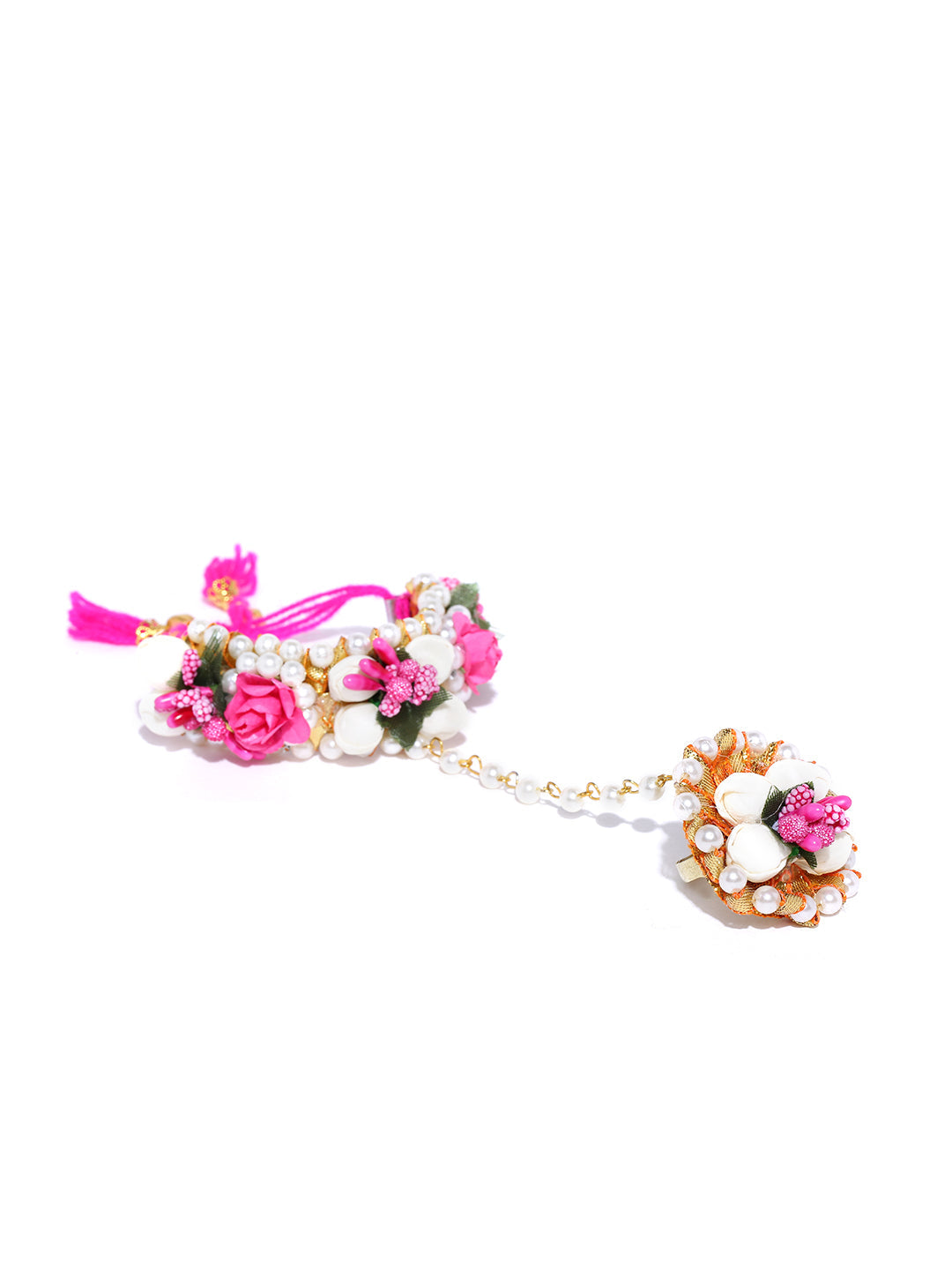Priyaasi Women Floral Design Yellow And Red Colour Handcrafted Fancy Hathphool - Swadesiicart