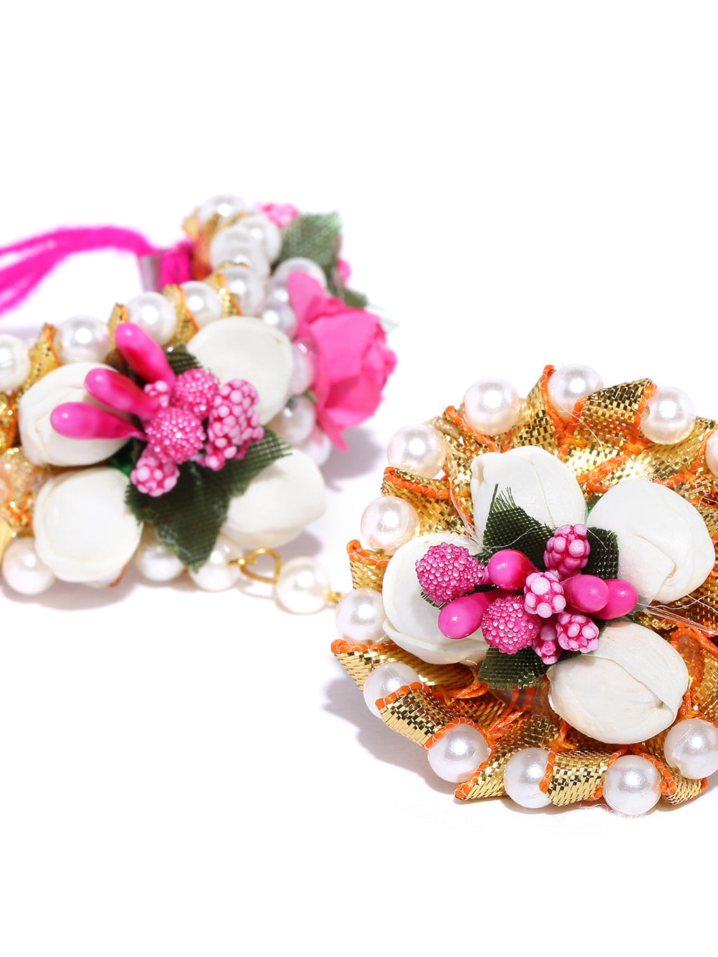 Priyaasi Women Floral Design Yellow And Red Colour Handcrafted Fancy Hathphool - Swadesiicart