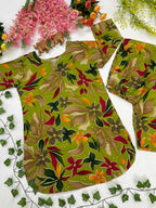 Teeya Creation Women New Latest Green Floral Printed Crepe Kurta with Palazzos Set | Grocsy