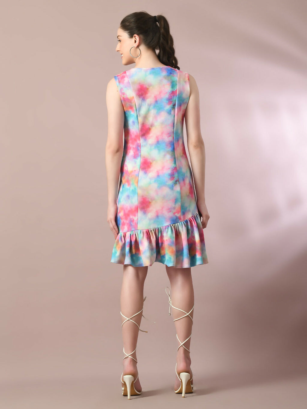 Myshka Women's Multi Printed Round Neck Fit and Flare Party Dress | Grocsy