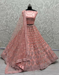 Jyoti Fashion Women's Pink Bridal Net Fancy Dori & Multi Thread Embroidered with Zircon Diamond Work Wedding Lehenga Choli | Grocsy